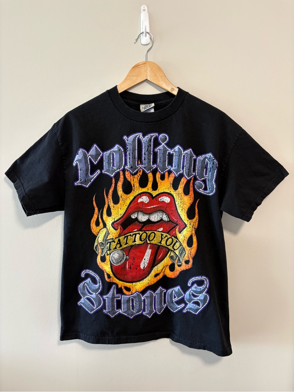 Vintage The Rolling Stones Tattoo You Flame Tongue Graphic T-Shirt Size L